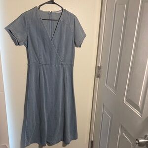 Wrap Denim Midi Dress